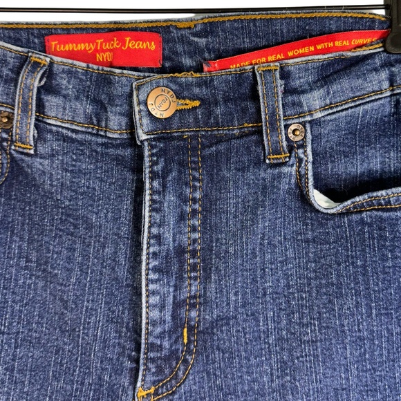Vintage NYDJ Size 4 Dark Indigo Straight Leg Tummy Tuck Jeans Made in USA Comfy‎ - Picture 3 of 11